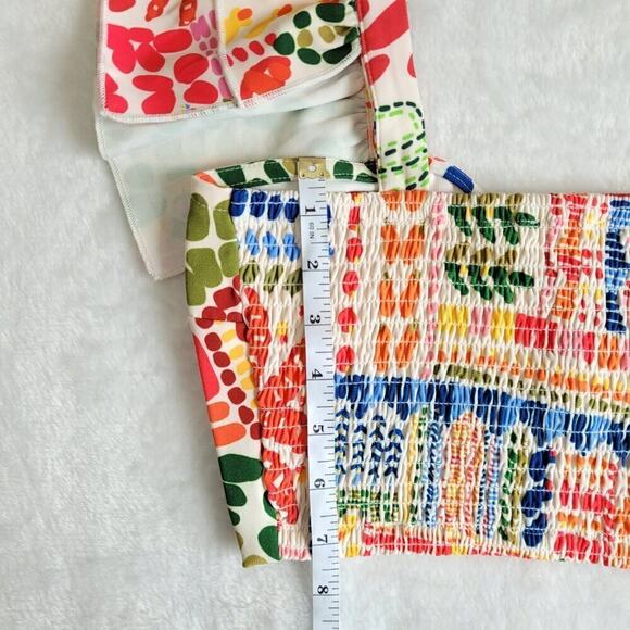 ANI Tropical 2 Piece Set Ruffle Crop Top & High Waist Wide Leg Pants Resortwear - Picture 8 of 15